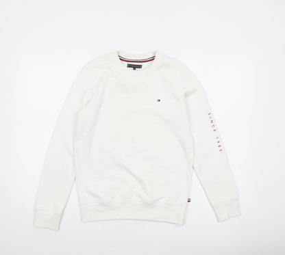 Tommy Hilfiger Boys White Logo Crew Neck Sweatshirt 12 Years