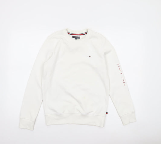 Tommy Hilfiger Boys White Logo Crew Neck Sweatshirt 12 Years
