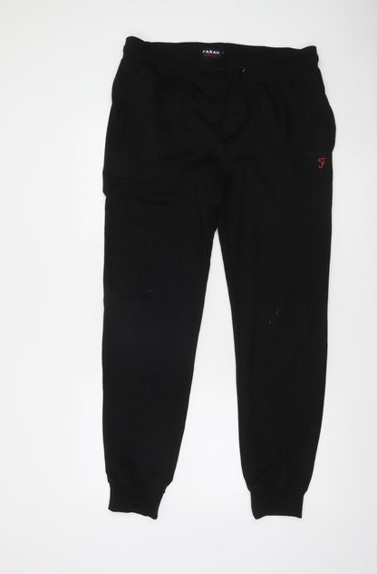 Farah Men's Black Jogger Sweatpants L Black Cotton Blend Tapered Fit