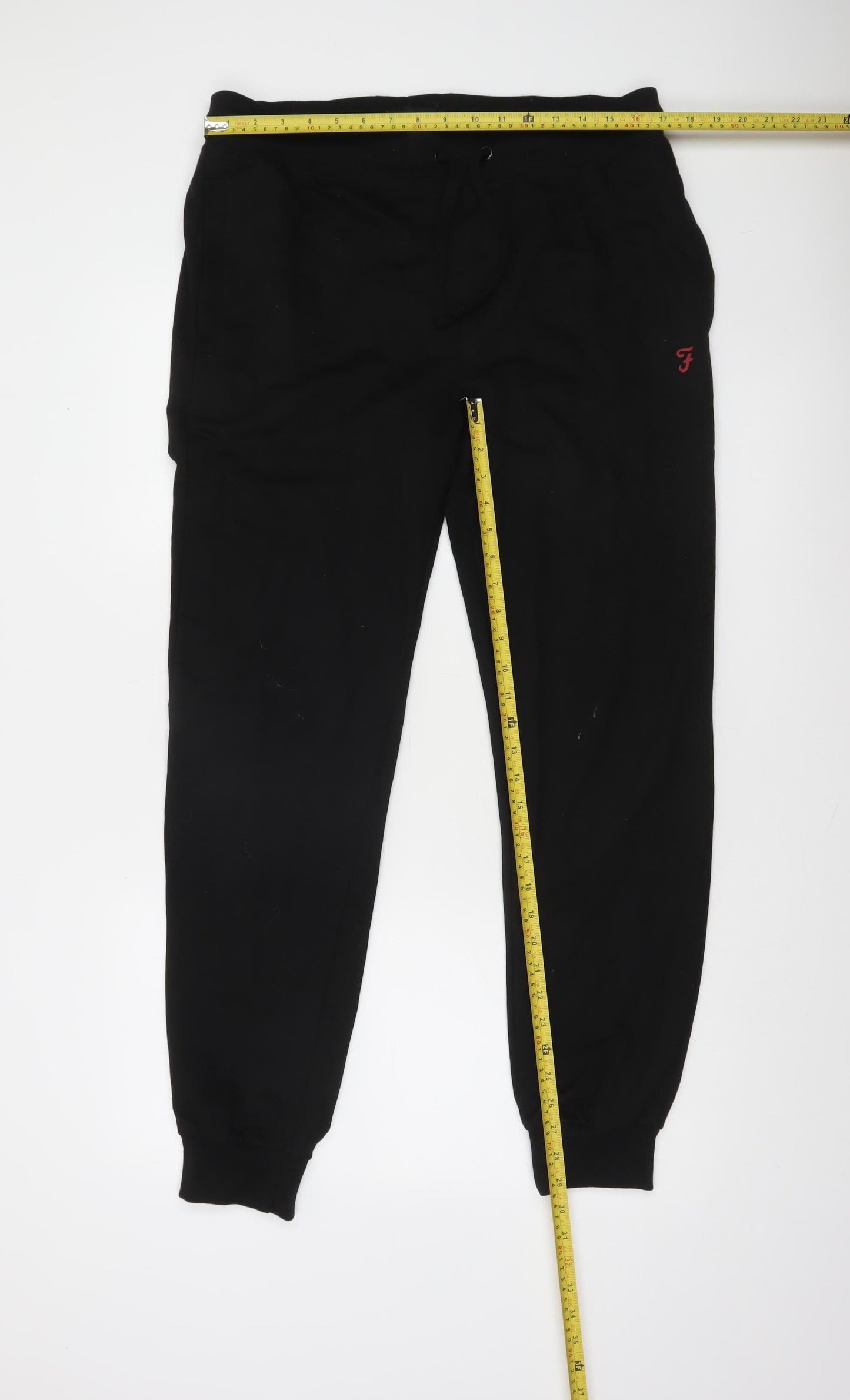 Farah Men's Black Jogger Sweatpants L Black Cotton Blend Tapered Fit