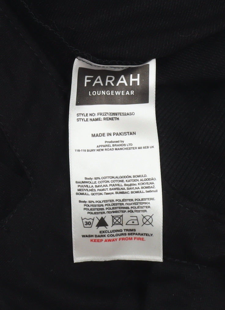 Farah Men's Black Jogger Sweatpants L Black Cotton Blend Tapered Fit