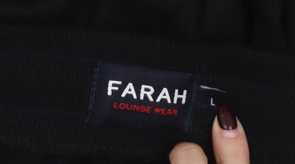 Farah Men's Black Jogger Sweatpants L Black Cotton Blend Tapered Fit