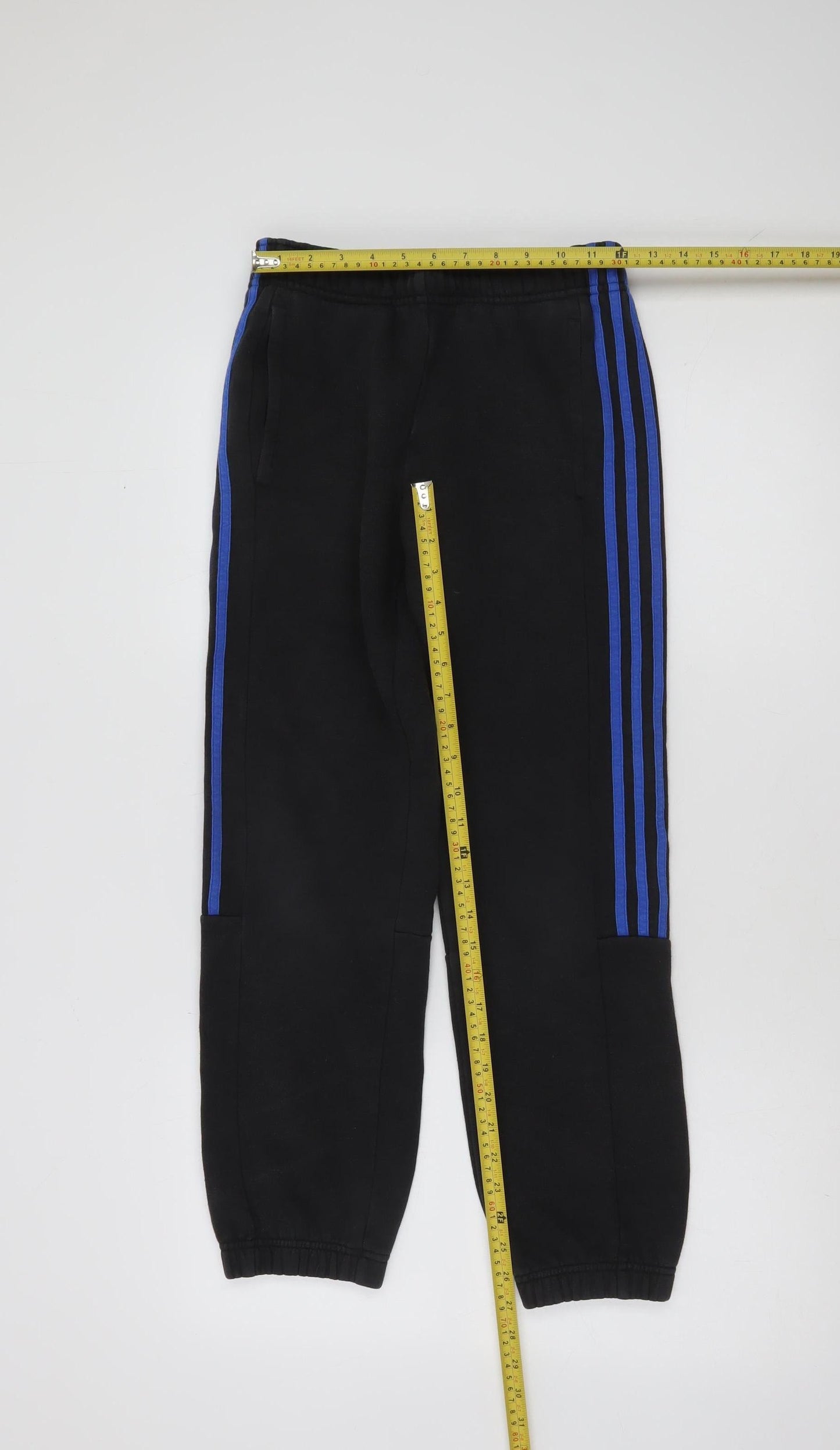 Adidas Boys Black Jogger Trousers 11-12 Years Side Stripe Cotton Blend