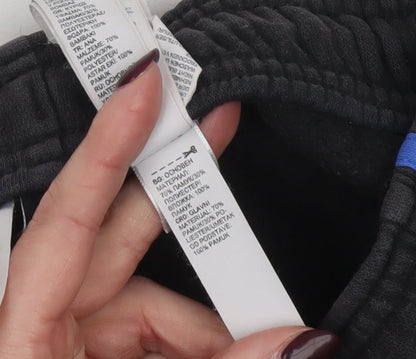 Adidas Boys Black Jogger Trousers 11-12 Years Side Stripe Cotton Blend