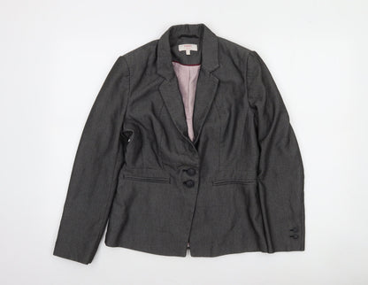 Next Petite Womens Grey Two-Button Blazer Jacket Size 10