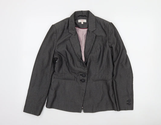 Next Petite Womens Grey Two-Button Blazer Jacket Size 10