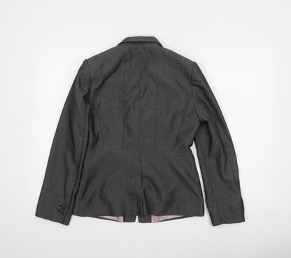Next Petite Womens Grey Two-Button Blazer Jacket Size 10