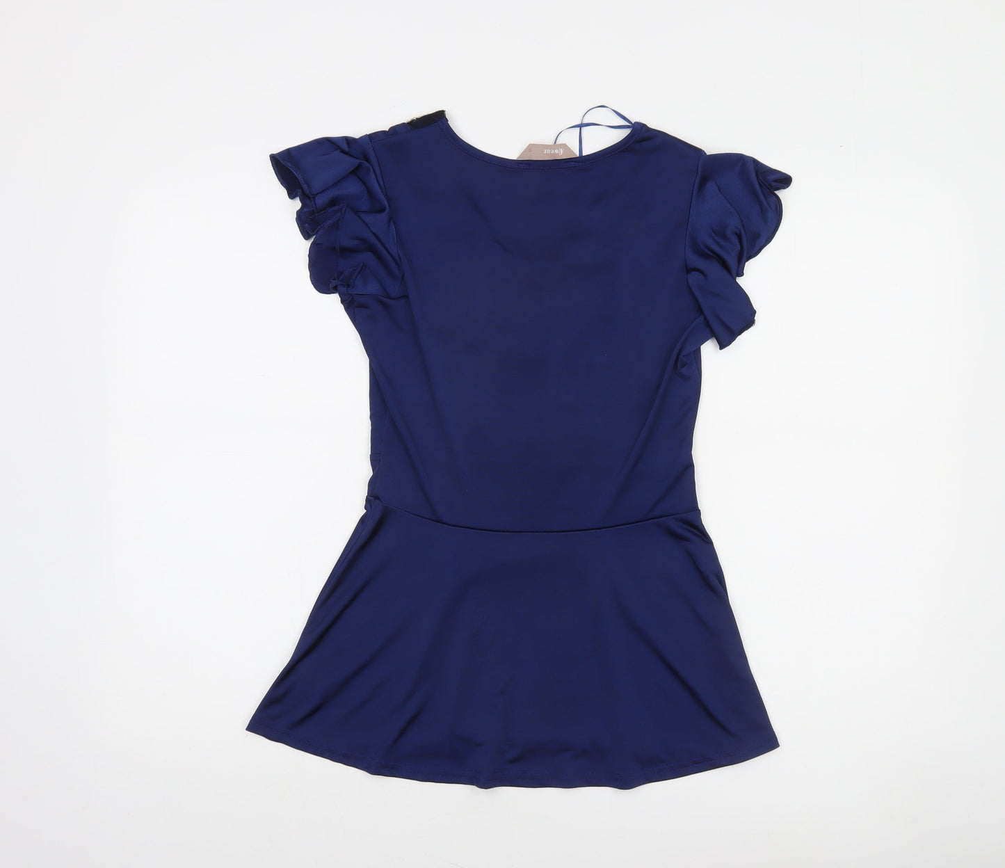 A|wear Women's Blue Beaded Tunic Blouse Short Sleeve Size S