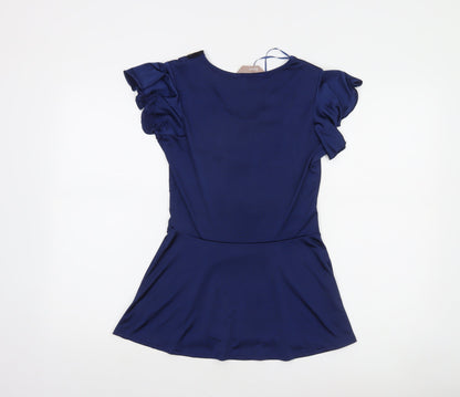 A|wear Women's Blue Beaded Tunic Blouse Short Sleeve Size S