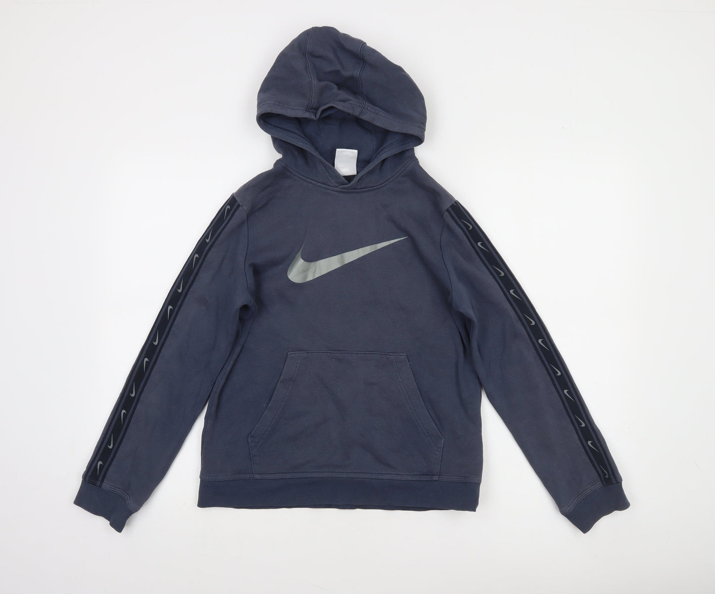 Nike Boys Blue Pullover Hoodie Large 147-158cm Cotton Logo Sportswear