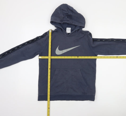 Nike Boys Blue Pullover Hoodie Large 147-158cm Cotton Logo Sportswear