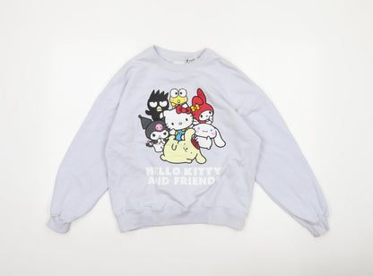Zara Girls White Hello Kitty Pullover Sweatshirt 13-14 Years Cotton Casual