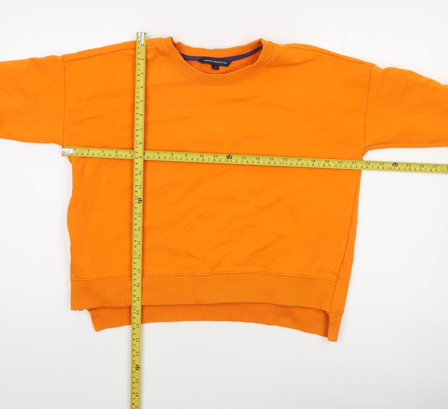 French Connection Women's Orange Cotton Pullover Sweatshirt Size S