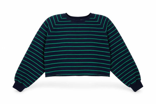 PEP England Womens Navy Green Striped Pullover Sweatshirt L