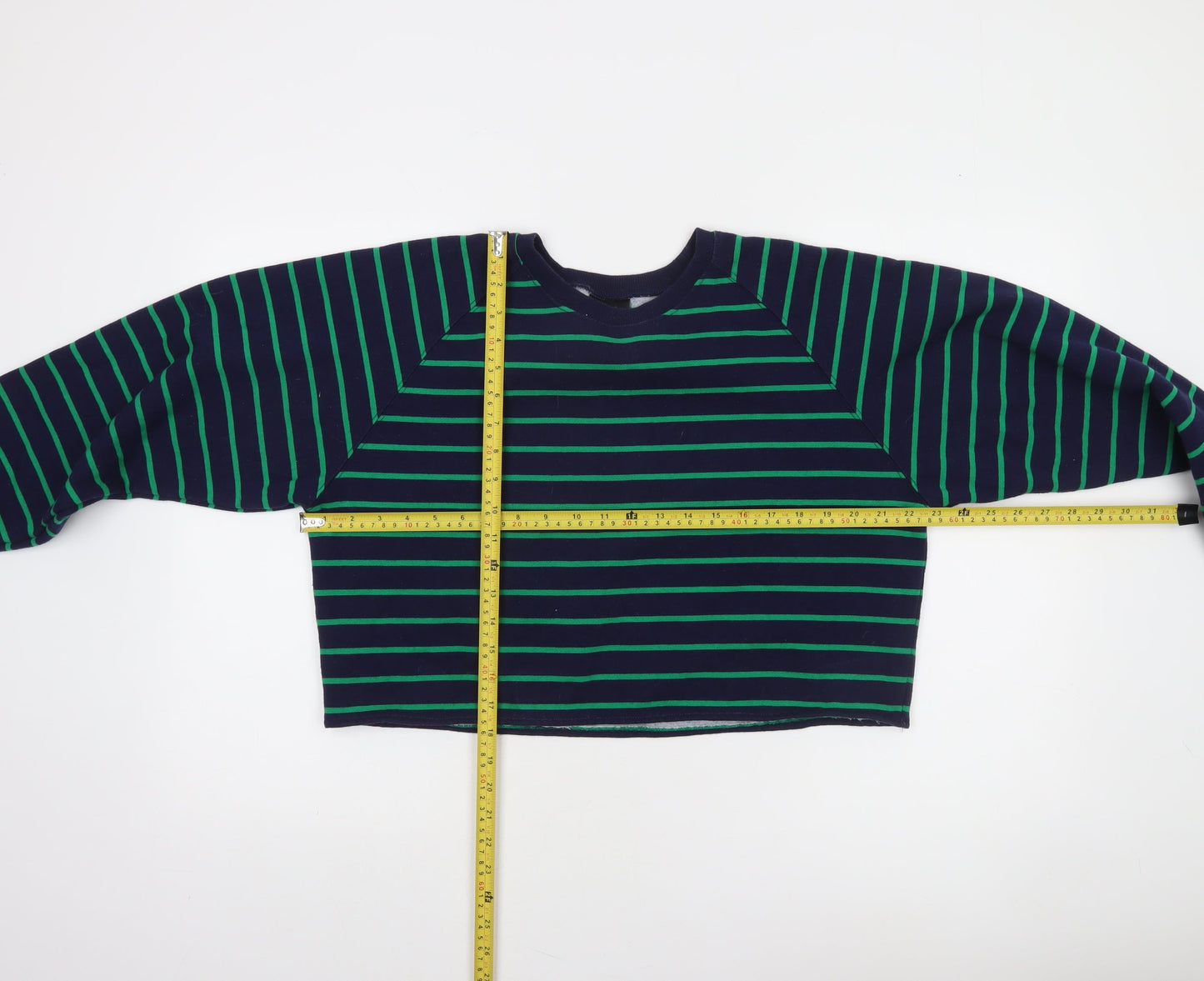PEP England Womens Navy Green Striped Pullover Sweatshirt L
