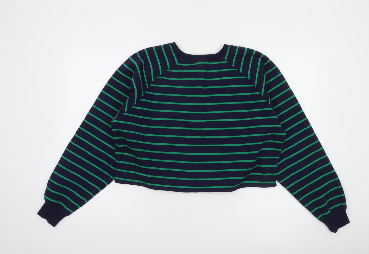 PEP England Womens Navy Green Striped Pullover Sweatshirt L