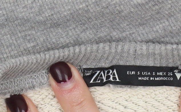 Zara Women Grey Long Sleeve Bodysuit Small Cotton Blend