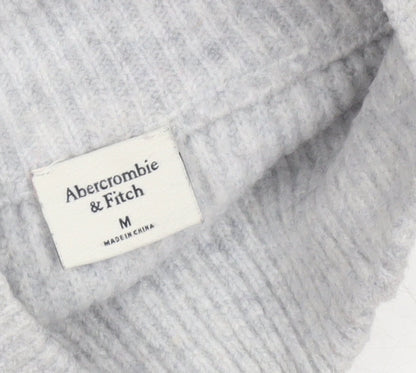 Abercrombie & Fitch Womens Grey Mock Neck Ribbed Knit Jumper Size M