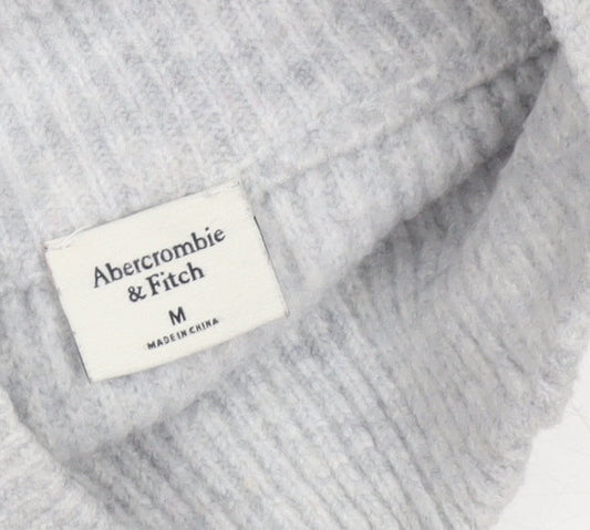 Abercrombie & Fitch Womens Grey Mock Neck Ribbed Knit Jumper Size M