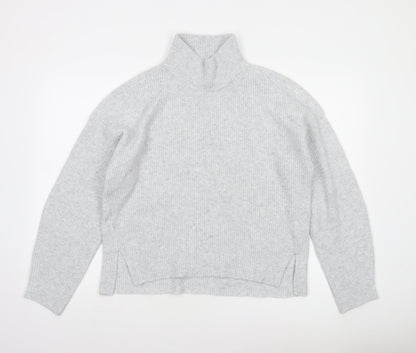 Abercrombie & Fitch Womens Grey Mock Neck Ribbed Knit Jumper Size M
