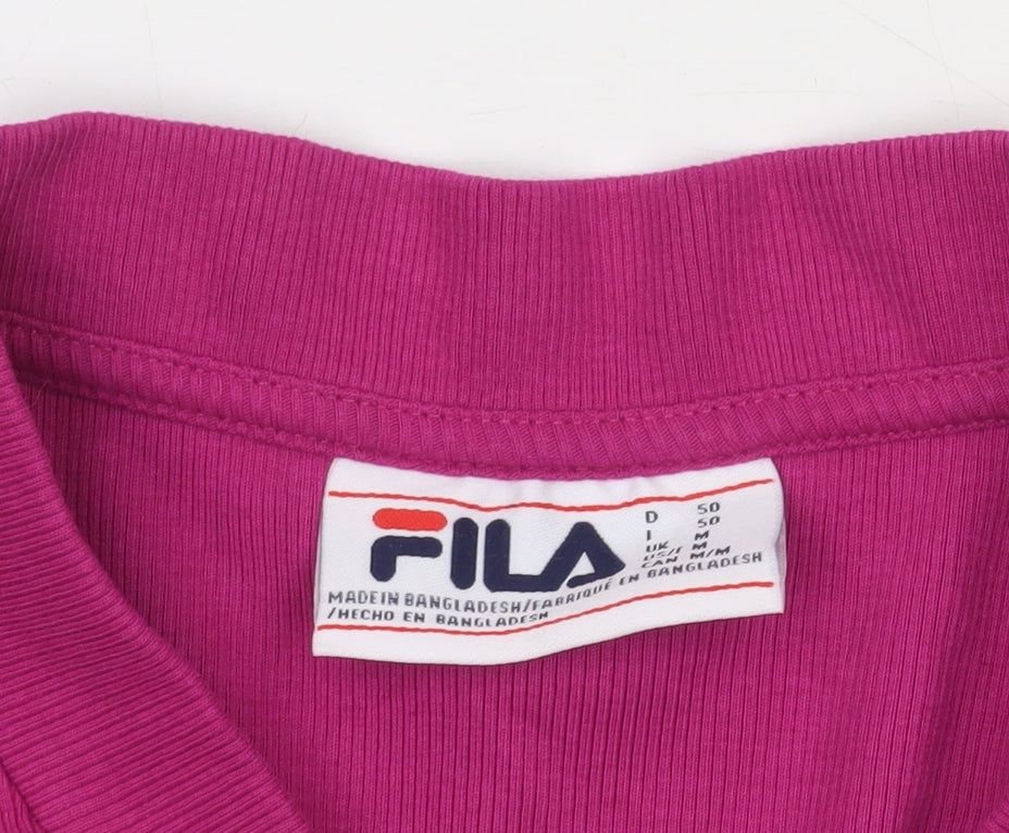 Fila Womens Pink Cropped Button Up Logo Jacket Size M