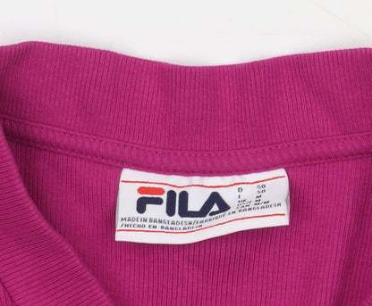 Fila Womens Pink Cropped Button Up Logo Jacket Size M