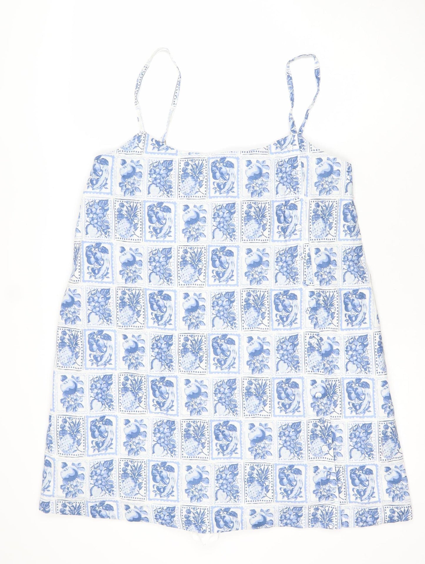 Abercrombie & Fitch Women Blue White Floral Linen Playsuit Large