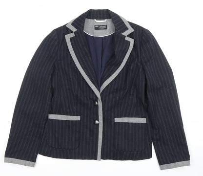 Marks and Spencer Women Blue Pinstripe Wool Blend Blazer UK 12