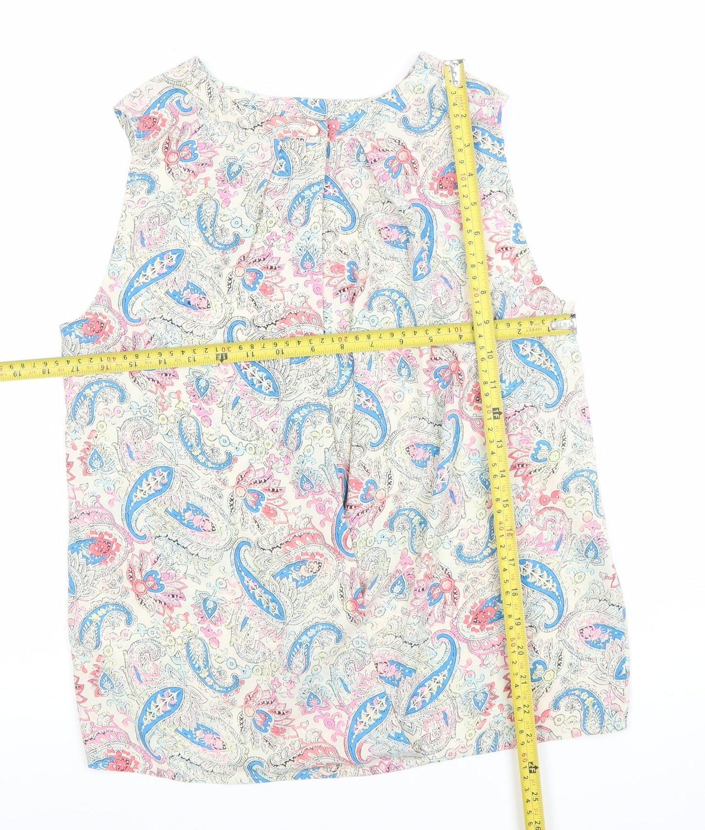 Oasis Women’s Multicoloured Paisley Beaded Sleeveless Blouse Size 10