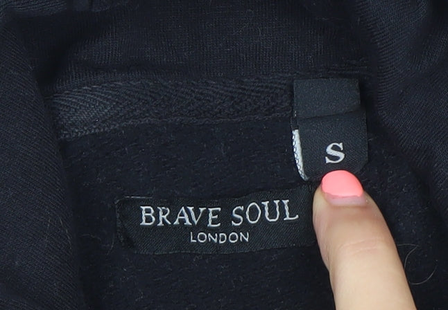 Brave Soul Mens Black Pullover Hoodie Small Regular Fit