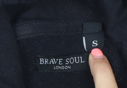 Brave Soul Mens Black Pullover Hoodie Small Regular Fit