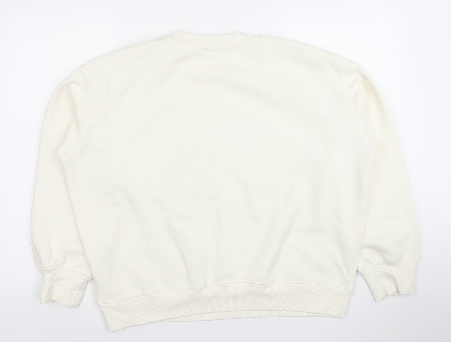 H&M Women Ivory Paris Button Shoulder Sweatshirt Size 12