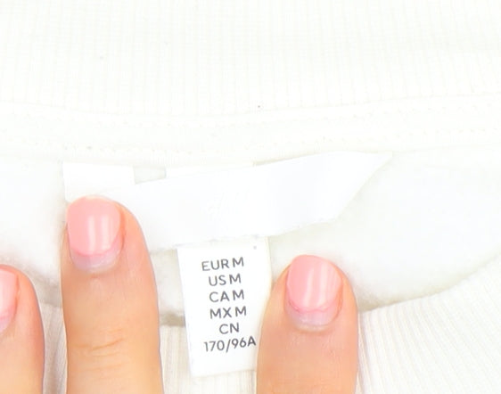 H&M Women Ivory Paris Button Shoulder Sweatshirt Size 12