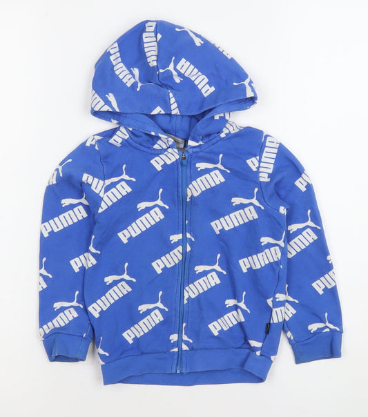 Puma Boys Blue Full Zip Hoodie 2 Years Graphic Logo Design