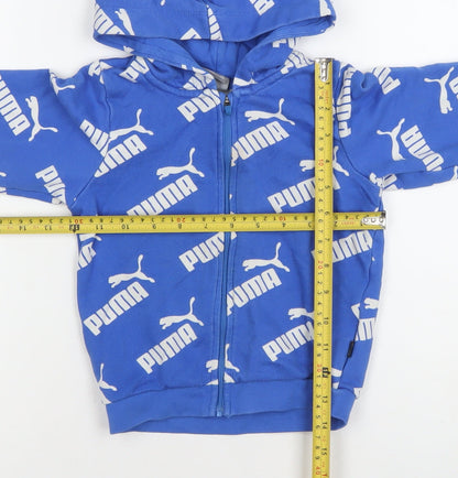 Puma Boys Blue Full Zip Hoodie 2 Years Graphic Logo Design