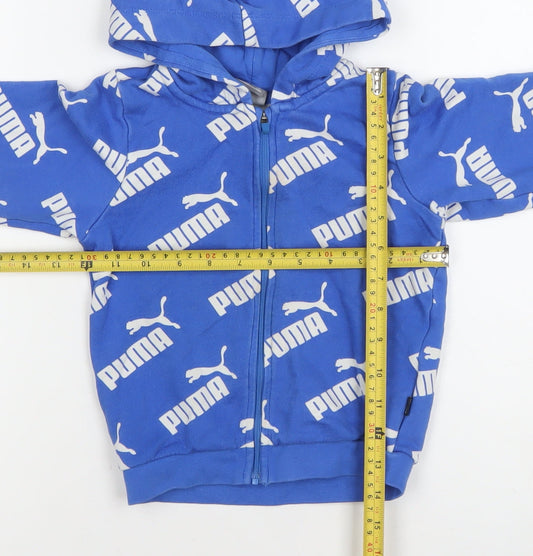 Puma Boys Blue Full Zip Hoodie 2 Years Graphic Logo Design