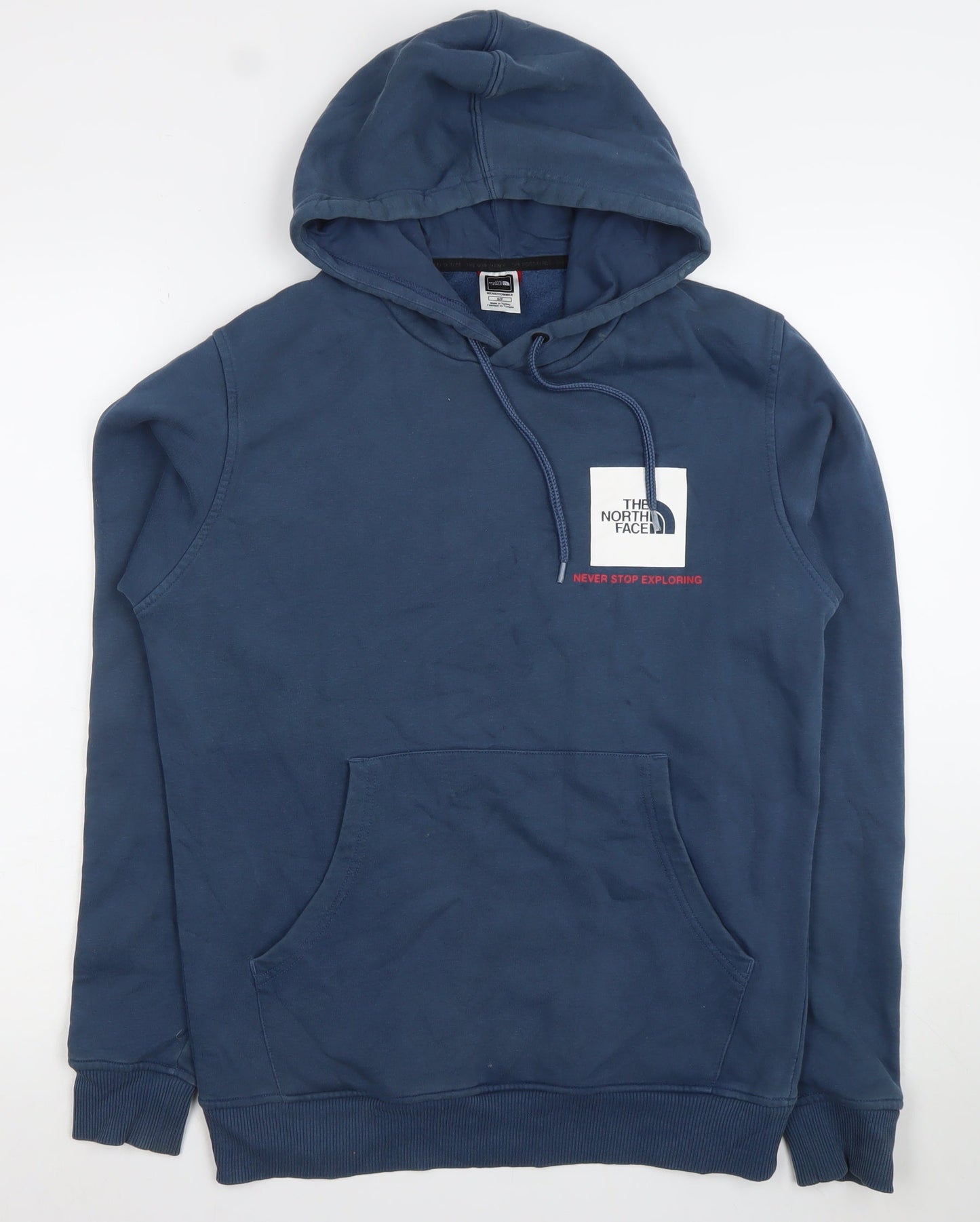 The North Face Men's Blue Pullover Hoodie Size S Graphic Logo Sweatshirt