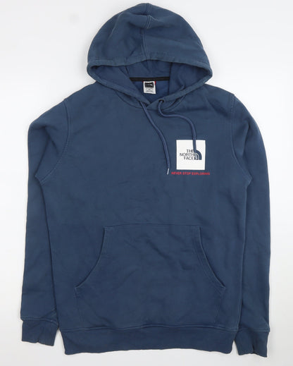 The North Face Men's Blue Pullover Hoodie Size S Graphic Logo Sweatshirt