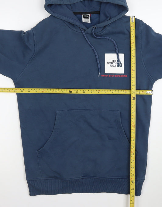 The North Face Men's Blue Pullover Hoodie Size S Graphic Logo Sweatshirt