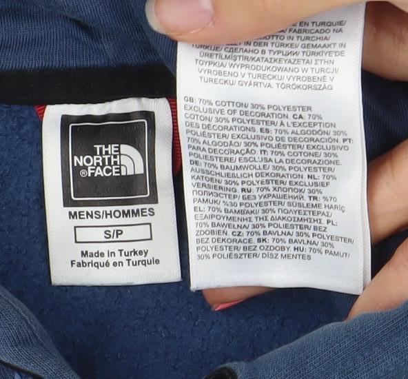 The North Face Men's Blue Pullover Hoodie Size S Graphic Logo Sweatshirt