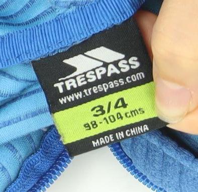 Trespass Boys Blue Full Zip Hoodie 3-4 Years Polyester Fleece Outdoor