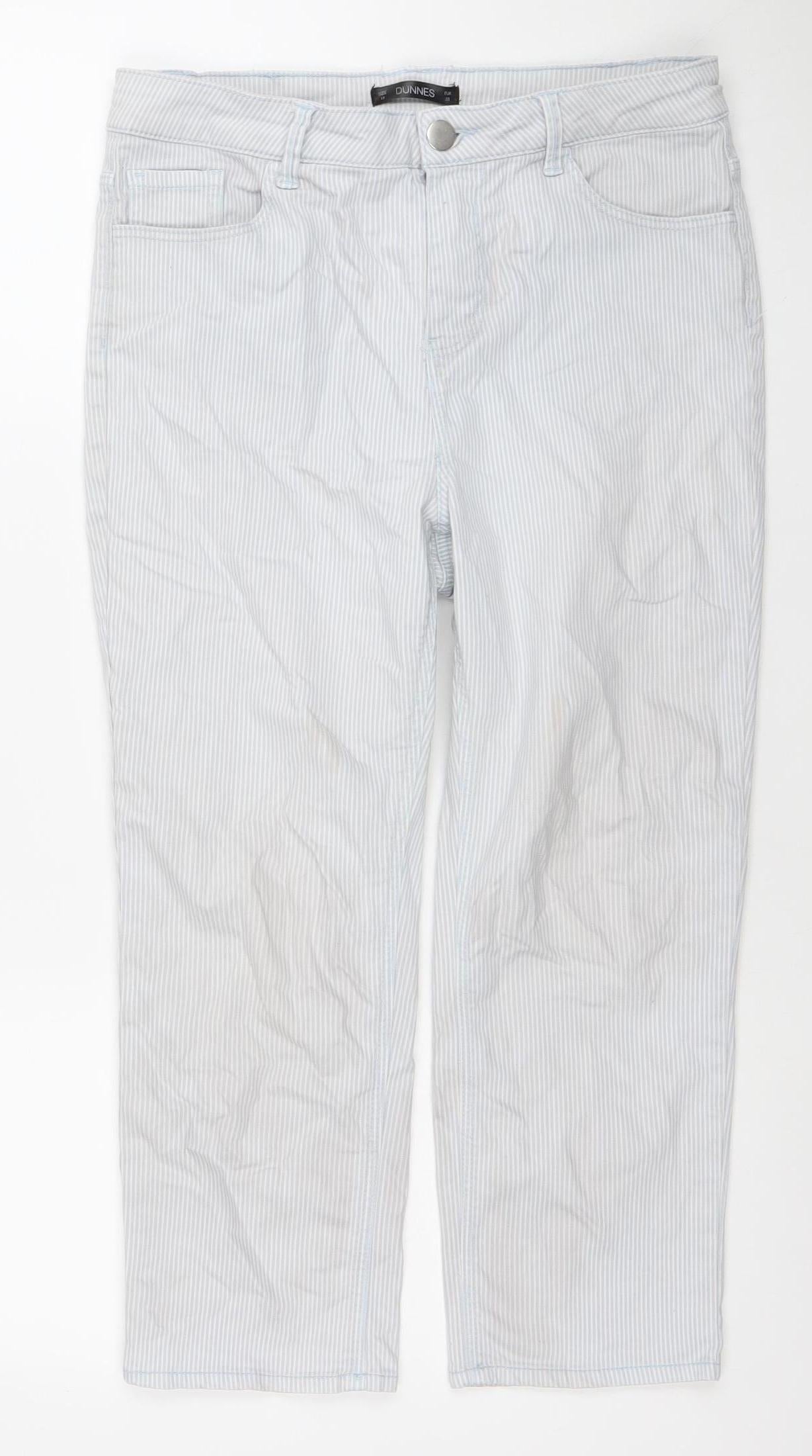 Dunnes Women’s Blue Striped Straight Leg Jeans Size 10