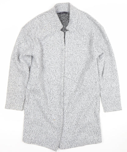Marks and Spencer Women’s Grey Long Open Coat Size 10 Polyester Tweed