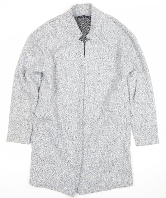 Marks and Spencer Women’s Grey Long Open Coat Size 10 Polyester Tweed