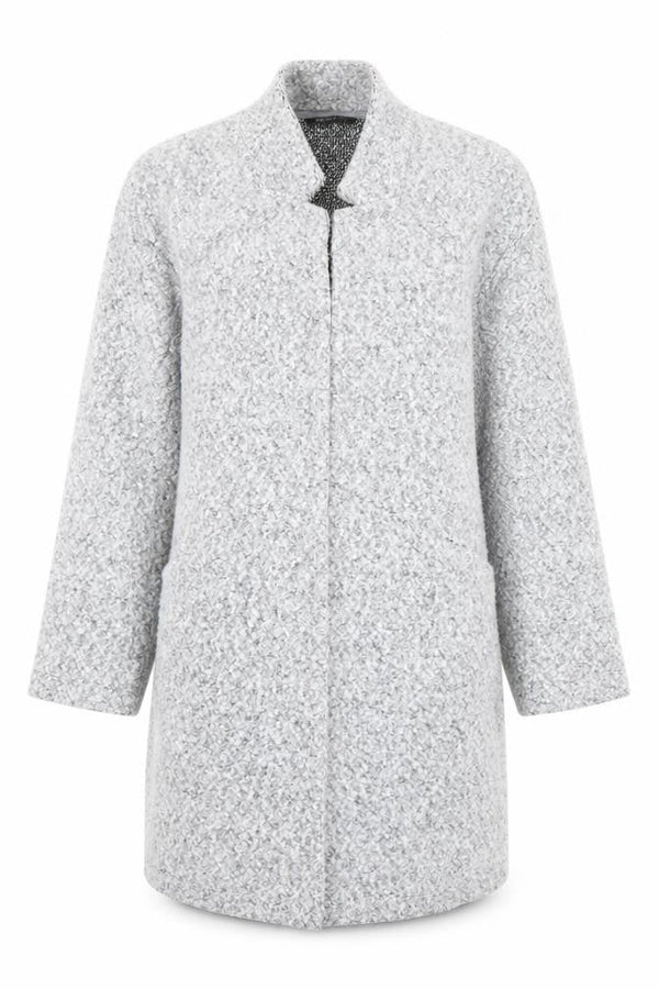 Marks & Spencer Women’s Grey Long Open Coat Size 10 Polyester Tweed