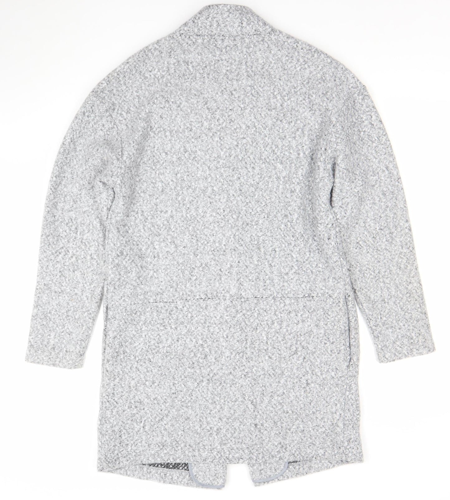 Marks and Spencer Women’s Grey Long Open Coat Size 10 Polyester Tweed