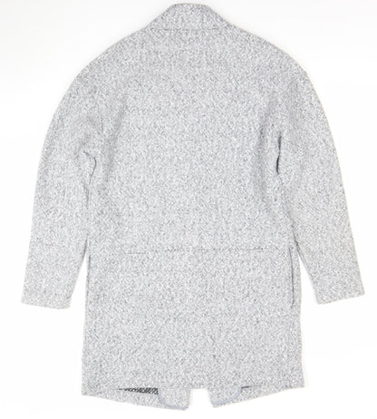Marks and Spencer Women’s Grey Long Open Coat Size 10 Polyester Tweed
