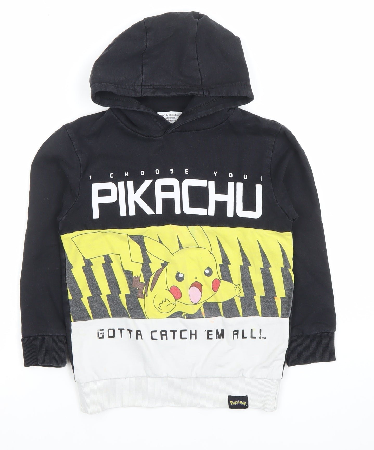 George Pokémon Boys Black Pikachu Pullover Hoodie 7-8 Years