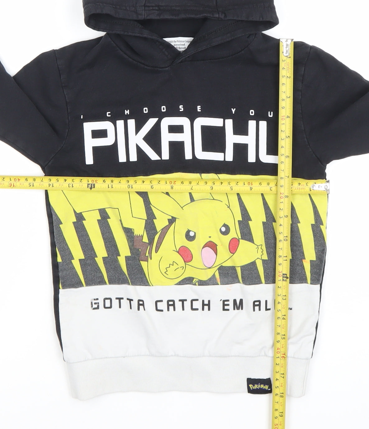 George Pokémon Boys Black Pikachu Pullover Hoodie 7-8 Years