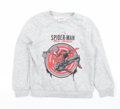 Marvel Boys Grey Spider-Man Miles Morales Sweatshirt 5-7 Years Cotton Blend